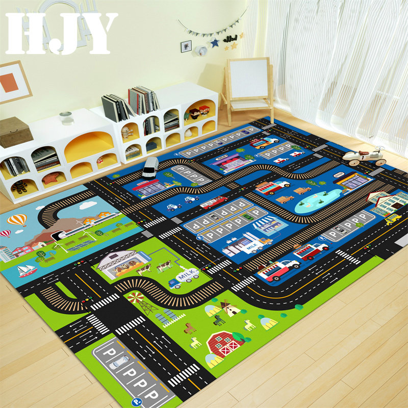 城市交通停车场儿童爬行地垫汽车轨道公路赛道早教幼儿园游戏地毯