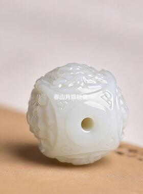 天然和田玉黑青墨白玉四大天王珠金刚菩提猴头文玩手串配饰链隔珠