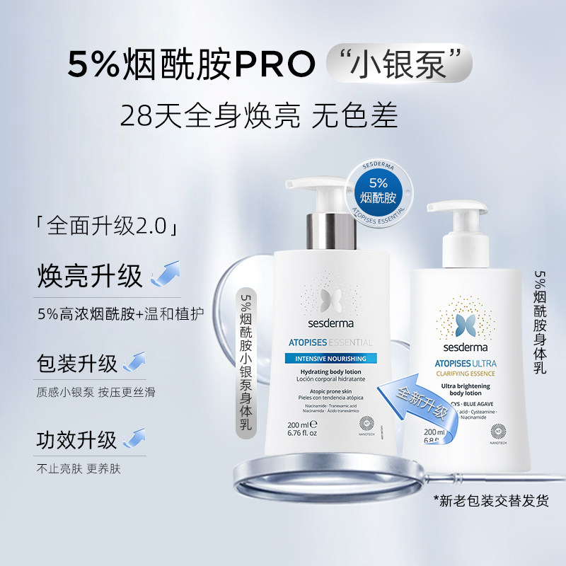 sesderma西班牙6%烟酰胺身体乳焕亮夏季滋润肤露全身保湿补水官方