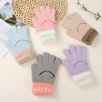 plush knitted dew finger gloves female winter full finger gloves riding warm and velvety thickened touch screen gloves