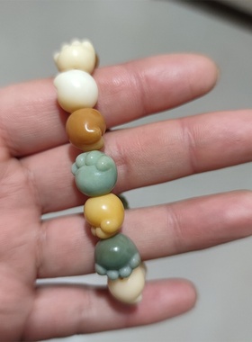 2025新款原创设计猫爪菩提散珠手链文玩多色猫爪菩提批发可爱