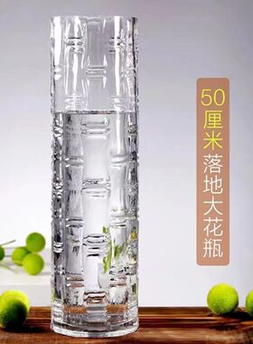 落地富贵竹直筒玻璃花大号水培水培透明插花客厅样品间摆件