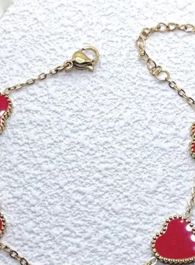 2025新款双面心形贝母18k金不锈钢爱心手链厂家直销百搭时尚优雅