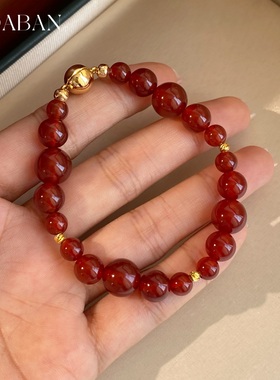 西大班新中式红玛瑙渐变串珠手链