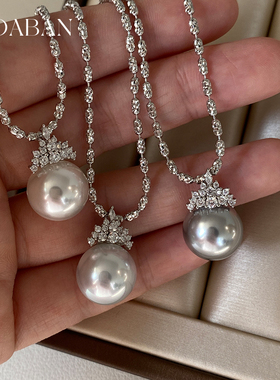 西大班澳白珍珠冰雪女王项链纯银