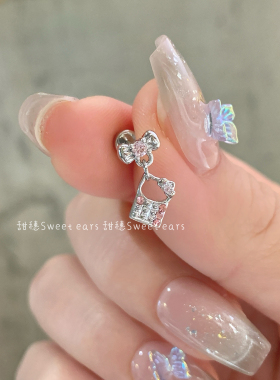 粉色蝴蝶结kt猫手机吊坠耳骨钉