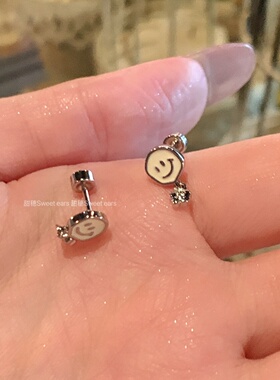 迷你笑脸耳骨钉医用钛钢养耳洞