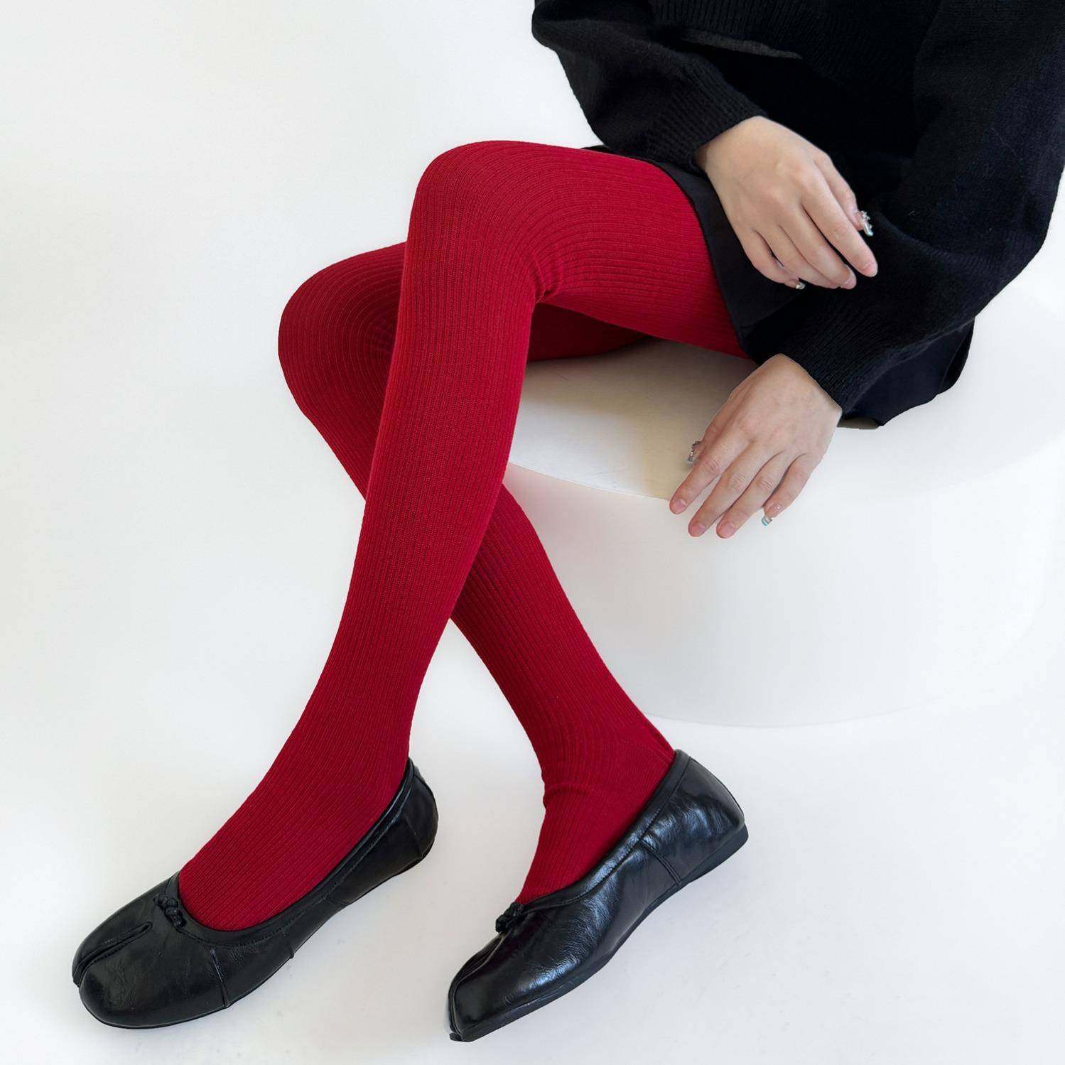 秋冬新品分趾打底裤棉质平板安克拉红连裤袜竖条美腿显瘦灰色袜裤,淘宝优惠券,粉丝福利购,淘宝优惠卷