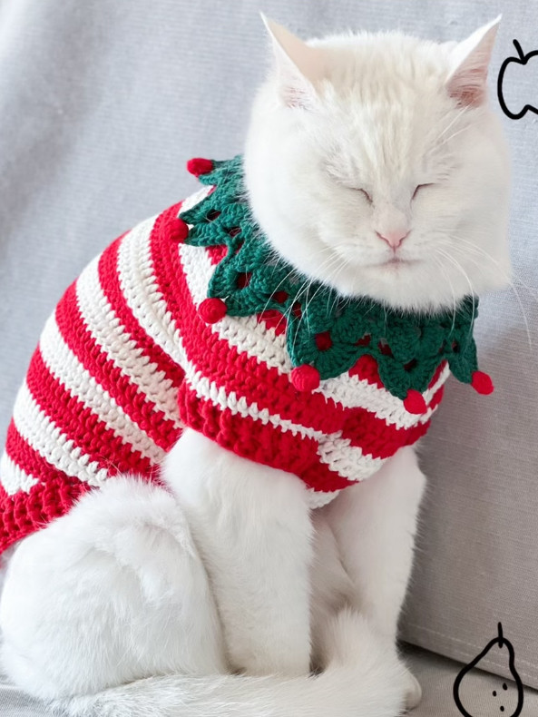 手工编织毛线钩针猫咪圣诞衣服宠物衣服材料包自制送朋友闺蜜礼物,淘宝优惠券,粉丝福利购,淘宝优惠卷