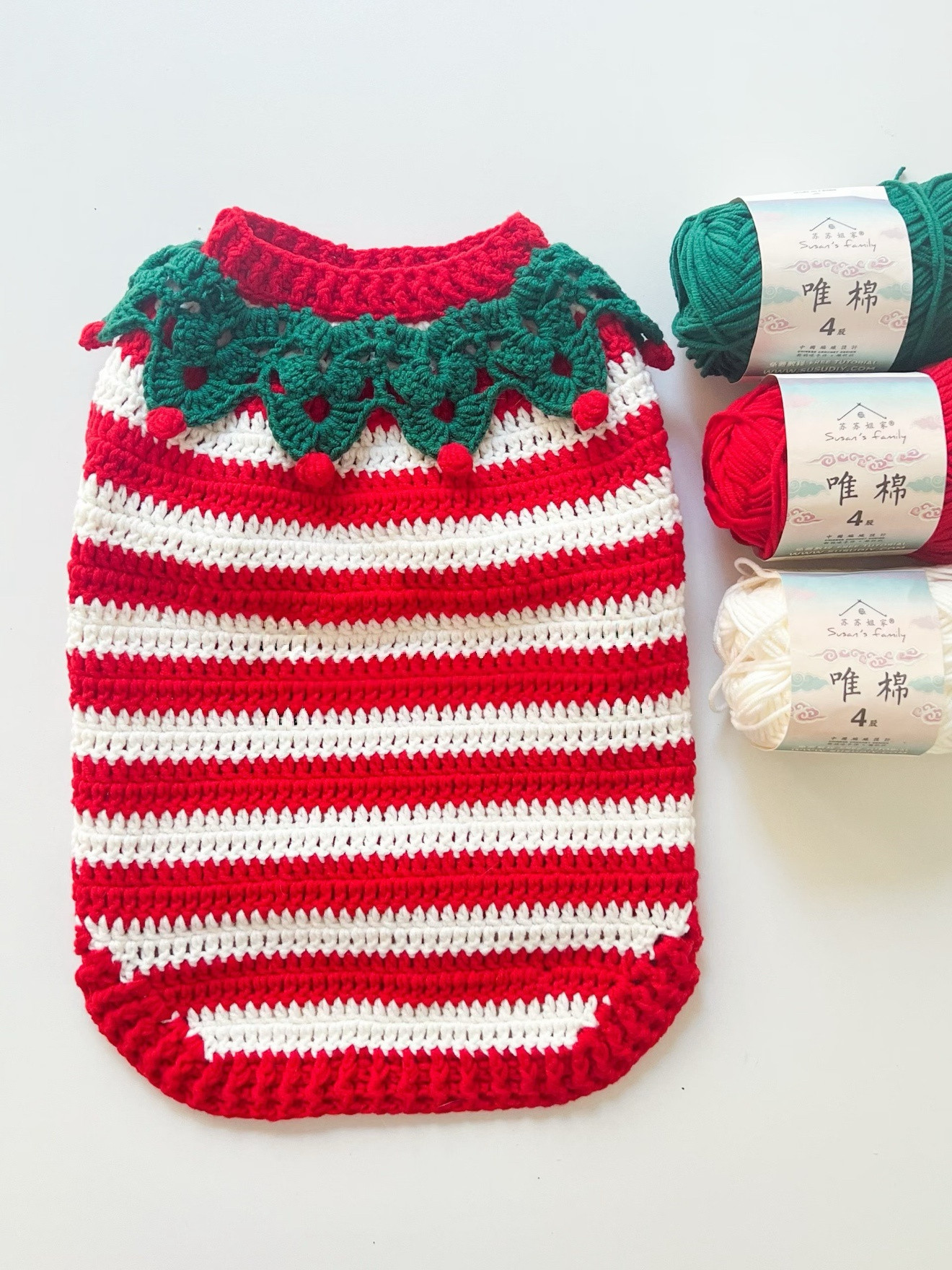 手工编织毛线钩针猫咪圣诞衣服宠物衣服材料包自制送朋友闺蜜礼物,淘宝优惠券,粉丝福利购,淘宝优惠卷