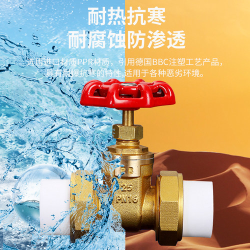正品铜闸阀ppr管PE自来水管阀门开关4分20管6分25双活接1寸32热熔 - 图1