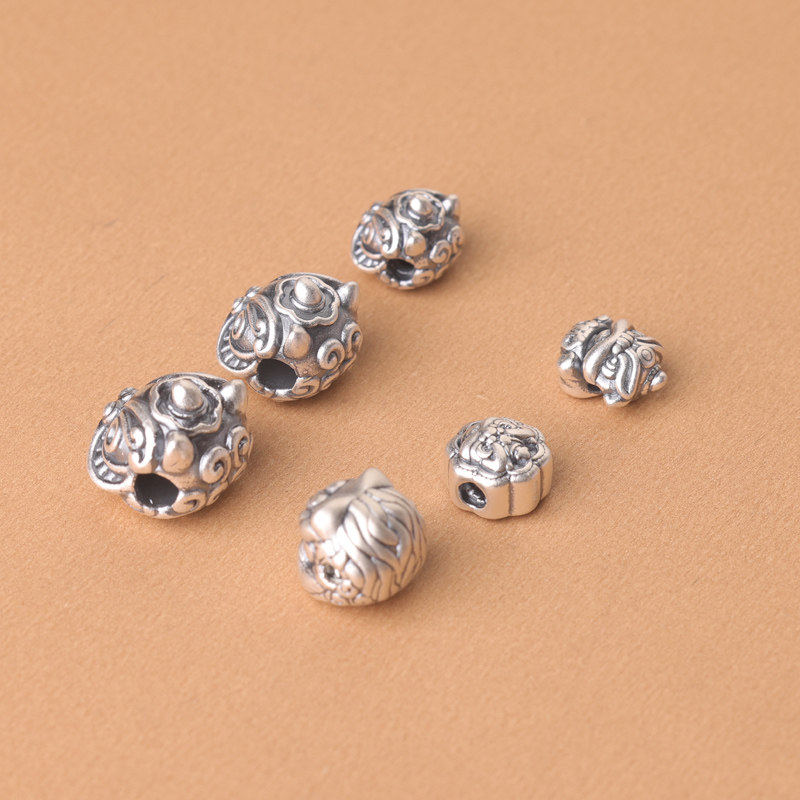 s999足银纯银醒狮隔珠diy手工串珠编织手链红绳本命年配件,淘宝优惠券,粉丝福利购,淘宝优惠卷