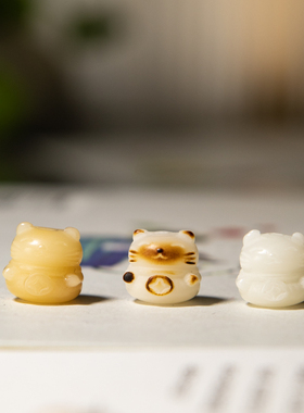 菩提根猫爪招财猫炭烧风化隔珠