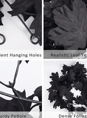 亚马逊新品黑色万圣节装饰 Halloween家居室内仿真万圣节枫叶