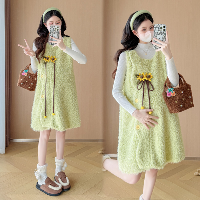 孕妇连衣裙套装秋冬2026新款小个子毛呢甜美背心裙中长款两件套女,淘宝优惠券,粉丝福利购,淘宝优惠卷