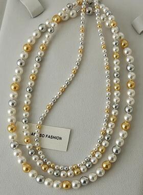 OOFOS糖果色彩色珍珠项链女2025新款轻奢高级感颈链法式复古配饰