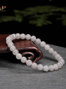 天然和田玉圆珠烟紫手串玉珠手链