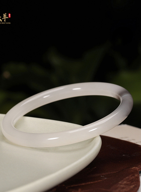 天然和田玉圆条手镯女士平安玉镯