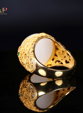 新疆和田玉羊脂白玉蛋面戒指指环