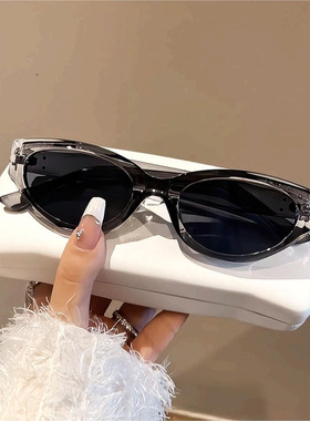 复古黑色女猫眼墨镜方圆脸显瘦高级感网红太阳眼镜欧美风度假遮阳