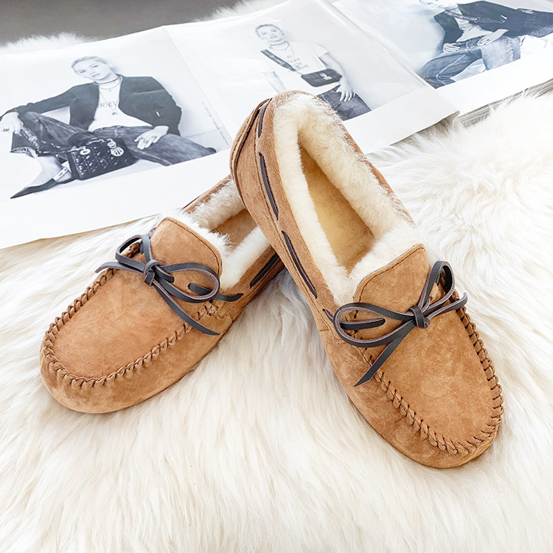 河南桑坡村羊皮毛一体真皮乐福豆豆鞋女2025新款秋冬季加绒雪地靴,淘宝优惠券,粉丝福利购,淘宝优惠卷