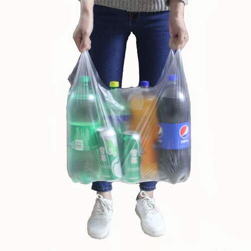 白色食品级塑料袋外卖打包方便袋透明背心胶袋商用袋子早餐专用袋 - 图3