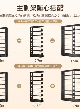 家用书架洞洞板置物架图书馆落地多层钢制书柜学生儿童收纳绘本架