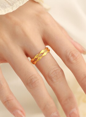 穗穗平安戒指女麦穗铜镀沙金食指戒开口实心原创设计情侣指环礼物