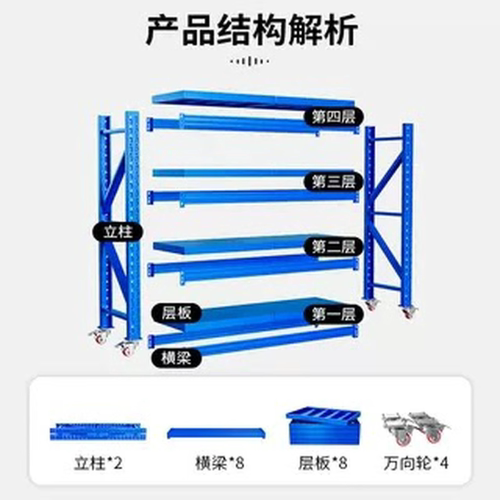 仓储货架家用可移动货架带轮置物架展示架仓库储物架商用带万向轮 - 图3