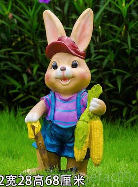 新款户外幼儿园庭院装饰品仿真林通动物脂兔卡子园景观雕塑花园摆