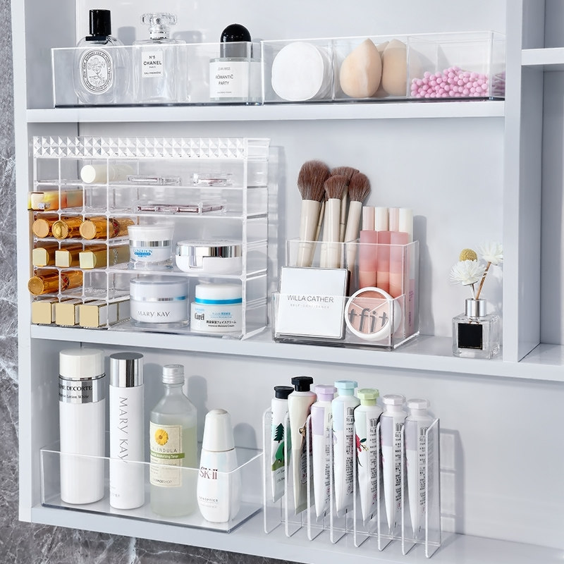 化妆刷收纳筒镜柜宿舍桌面多格美妆透明放眼线眉笔桶亚克力笔筒,淘宝优惠券,粉丝福利购,淘宝优惠卷