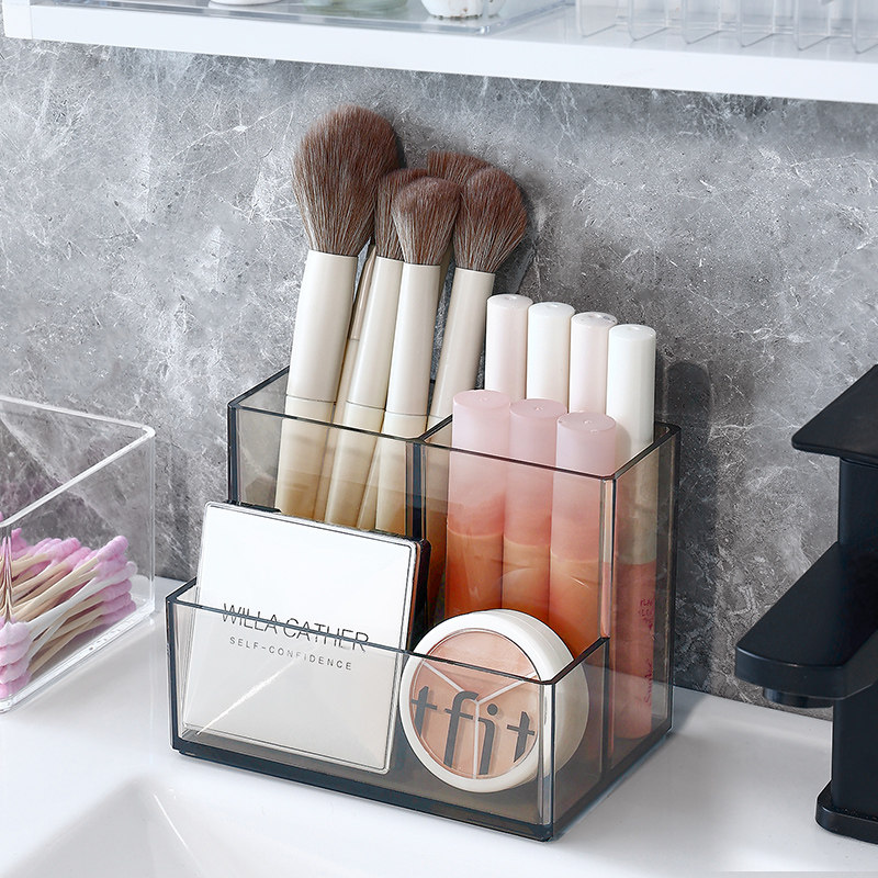化妆刷收纳筒镜柜宿舍桌面多格美妆透明放眼线眉笔桶亚克力笔筒,淘宝优惠券,粉丝福利购,淘宝优惠卷