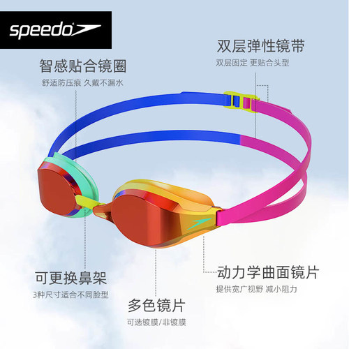 潘展乐同款Speedo速比涛Fastskin socket2鲨鱼皮专业竞速泳镜汪顺 - 图2