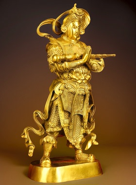 黄铜韦陀菩萨佛像摆件招财护法