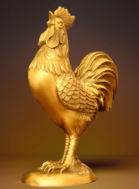 纯黄铜大吉大利公鸡摆件