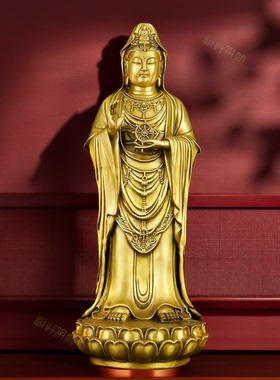 纯铜南海观音佛像家用供奉