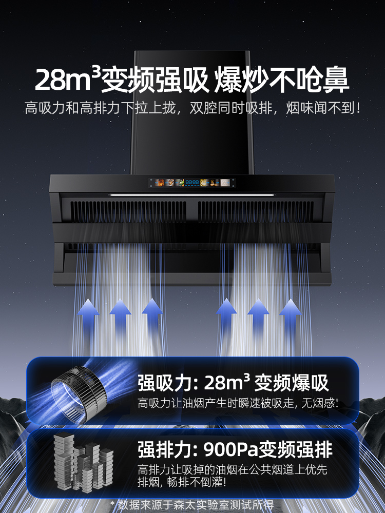 森太BA85BL顶侧双吸直流变频大吸力抽油烟机套装家用燃气灶套餐-图1