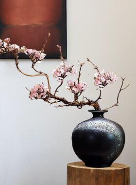宋代美学小摆件新中式国潮插花复古陶瓷黑色花瓶客厅玄关侘寂风宋