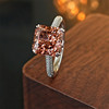MIHMILY European designer natural ice morganite princess diamond ring for women with adjustable opening