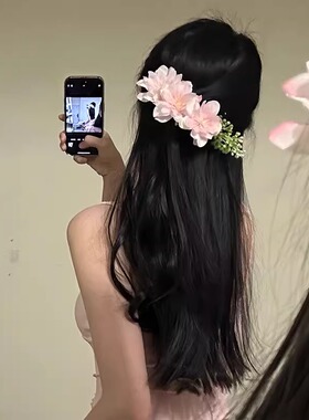 粉色花朵发梳春夏氛围感盘