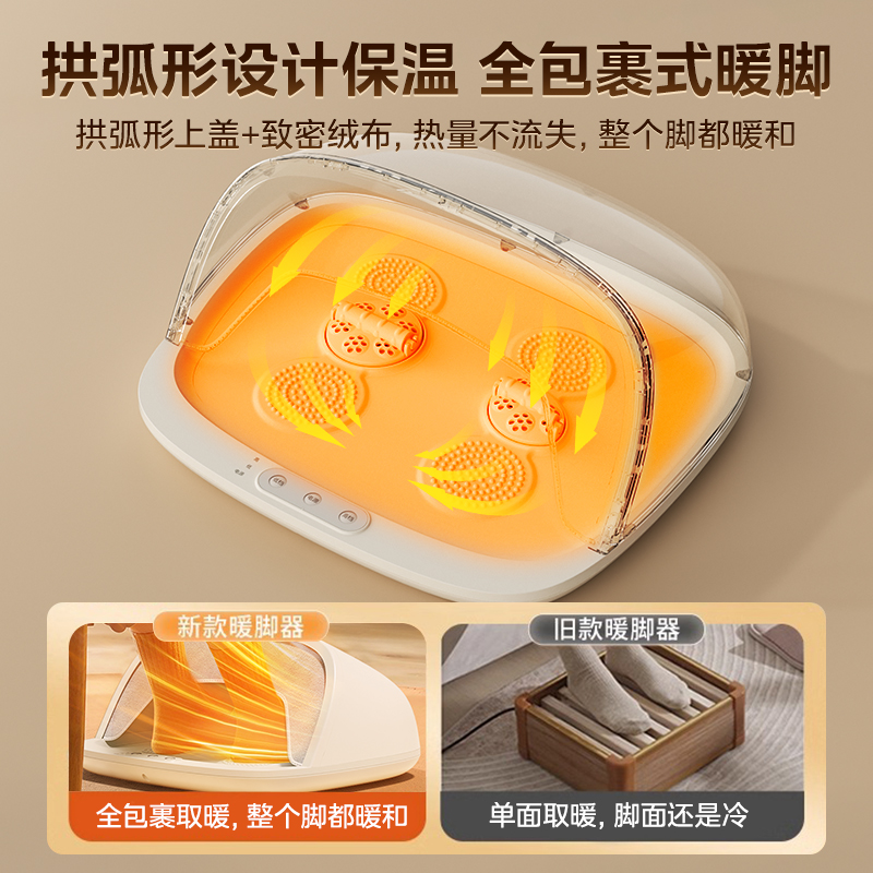 美的暖脚神器办公室桌下取暖器家用冬天电暖加热按摩暖脚宝暖脚器 - 图0