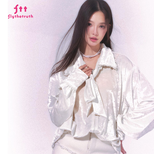 FTT FlyTheTruth『杜乐丽花园』 新中式丝绒衬衫女秋季小香风衬衣 - 图1