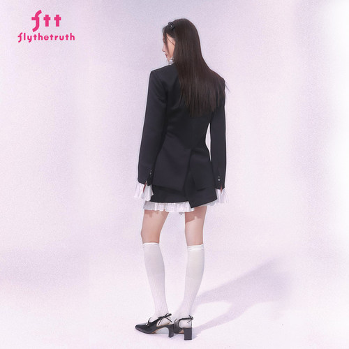 FTT FlyTheTruth『都市叛逆』 高级感西装外套女秋休闲短裙两件套 - 图2
