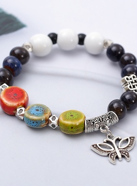 新款文艺复古民族风陶瓷手链男女学生礼物跨境陶瓷手串饰品批发