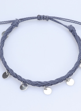 2025新款波西米亚女士防水亮片蜡线编织沙滩脚链手链套装