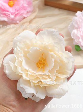 仿真花 12cm牡丹绢花假花逼真客厅装饰婚房婚庆用花花头玉兔花灯
