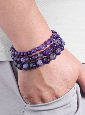 2025新款个性紫色玛瑙黑龙纹单圈手链小众饰品手饰批发高雅别致