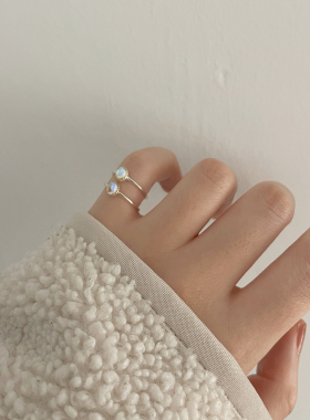 925纯银幻彩月光石开口尾戒