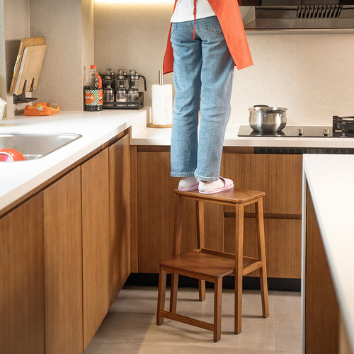 度庐多功能稳步梯凳家用登高二步折叠楼梯子厨房两用高凳吧台凳 - 图3