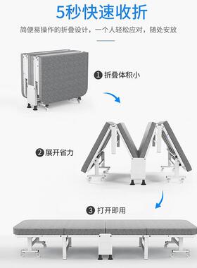 加固折叠床单人办公室午休家用硬板四折海绵床简易陪护共享沙发床